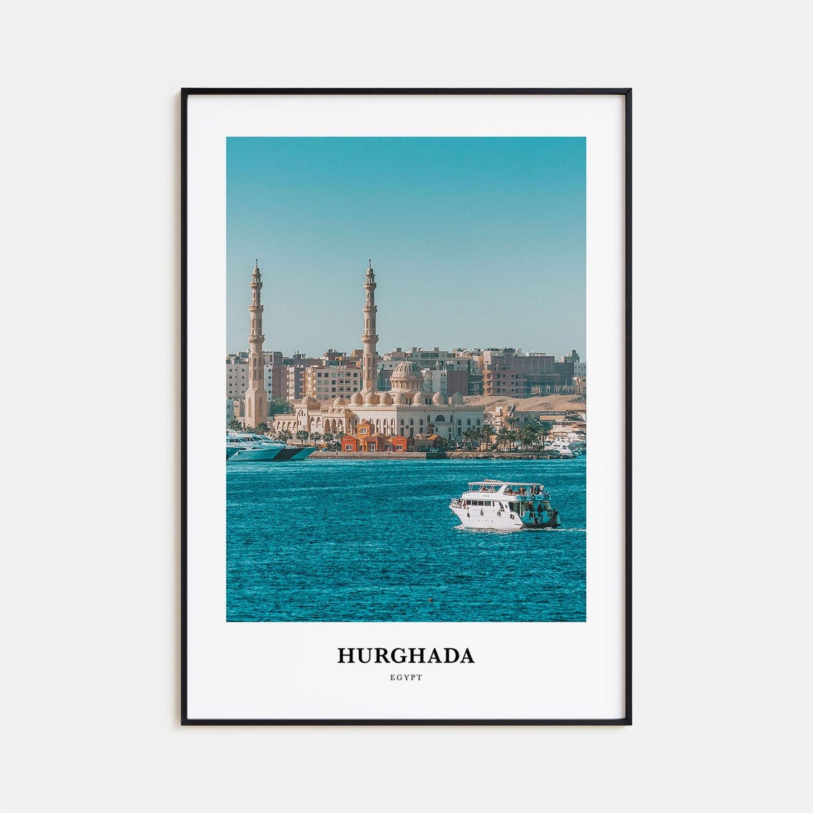 Hurghada Egypt Waterfront Mosque Twin Minarets Photography Poster