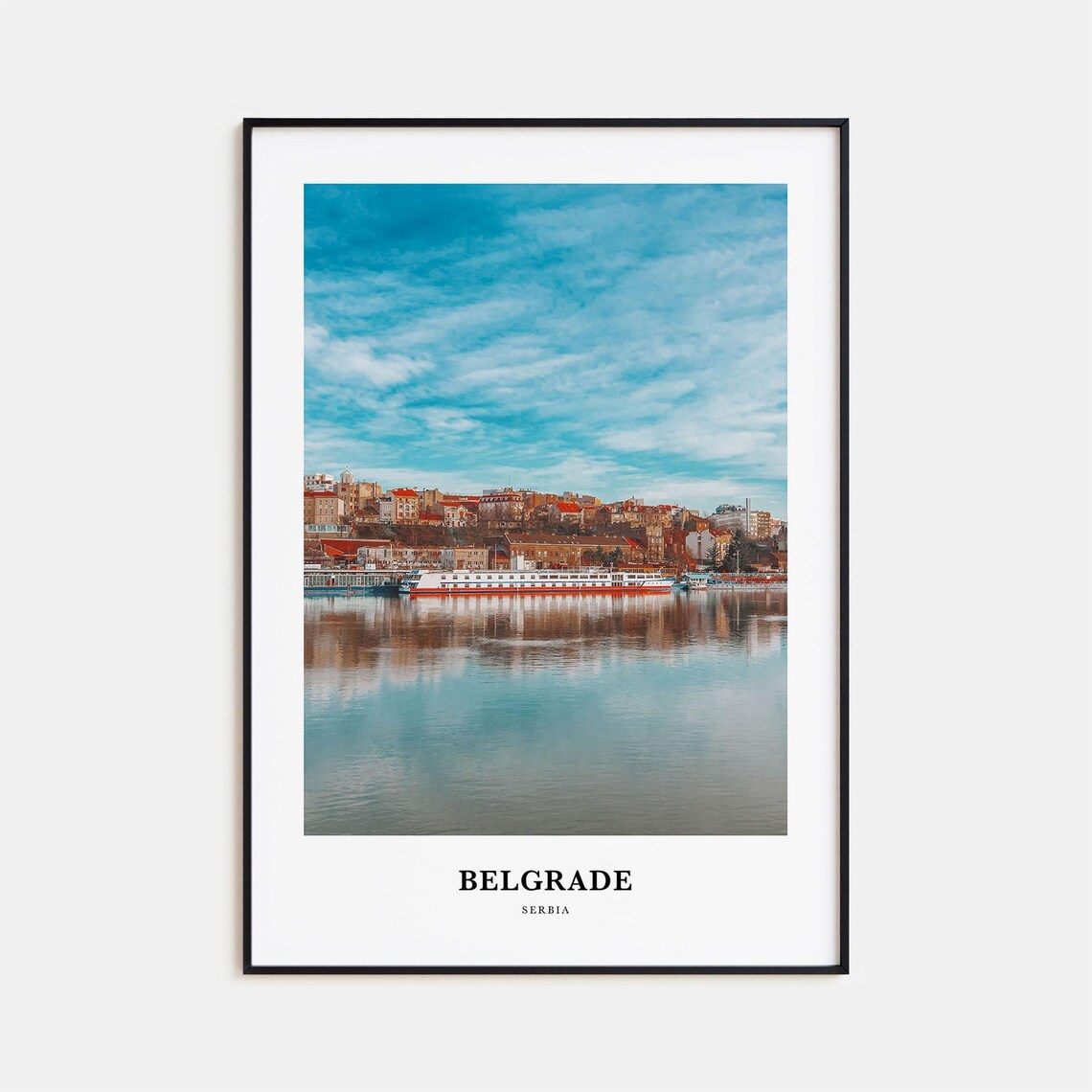 Belgrade Serbia Riverside Cruise Ship City Minimalist Travel Poster
