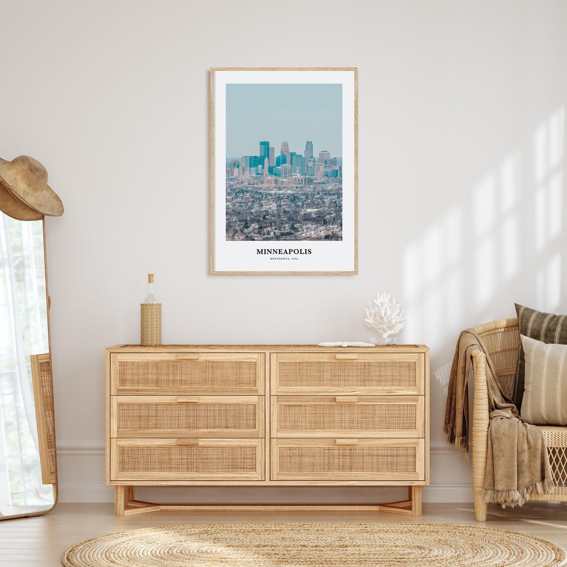 Minneapolis Minnesota Winter Downtown Skyline Snow View Poster - Image 2