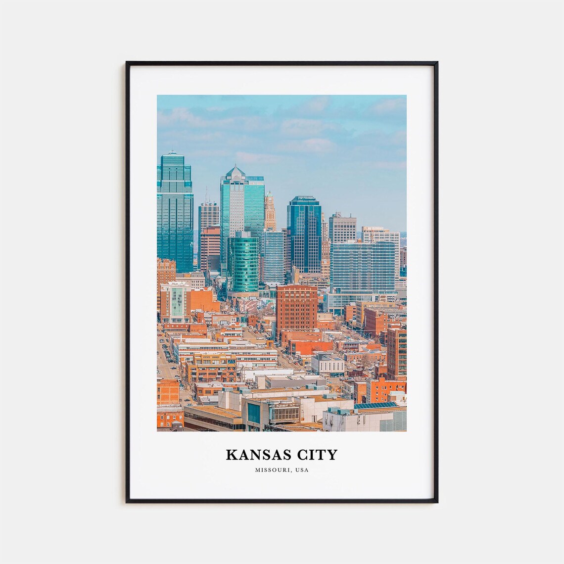 Kansas City Missouri Downtown Skyline Daytime Photo Travel Poster
