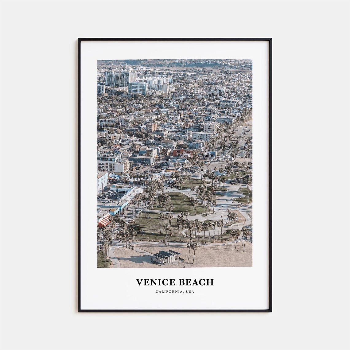 Venice Beach Aerial View Boardwalk Palm Trees California Poster