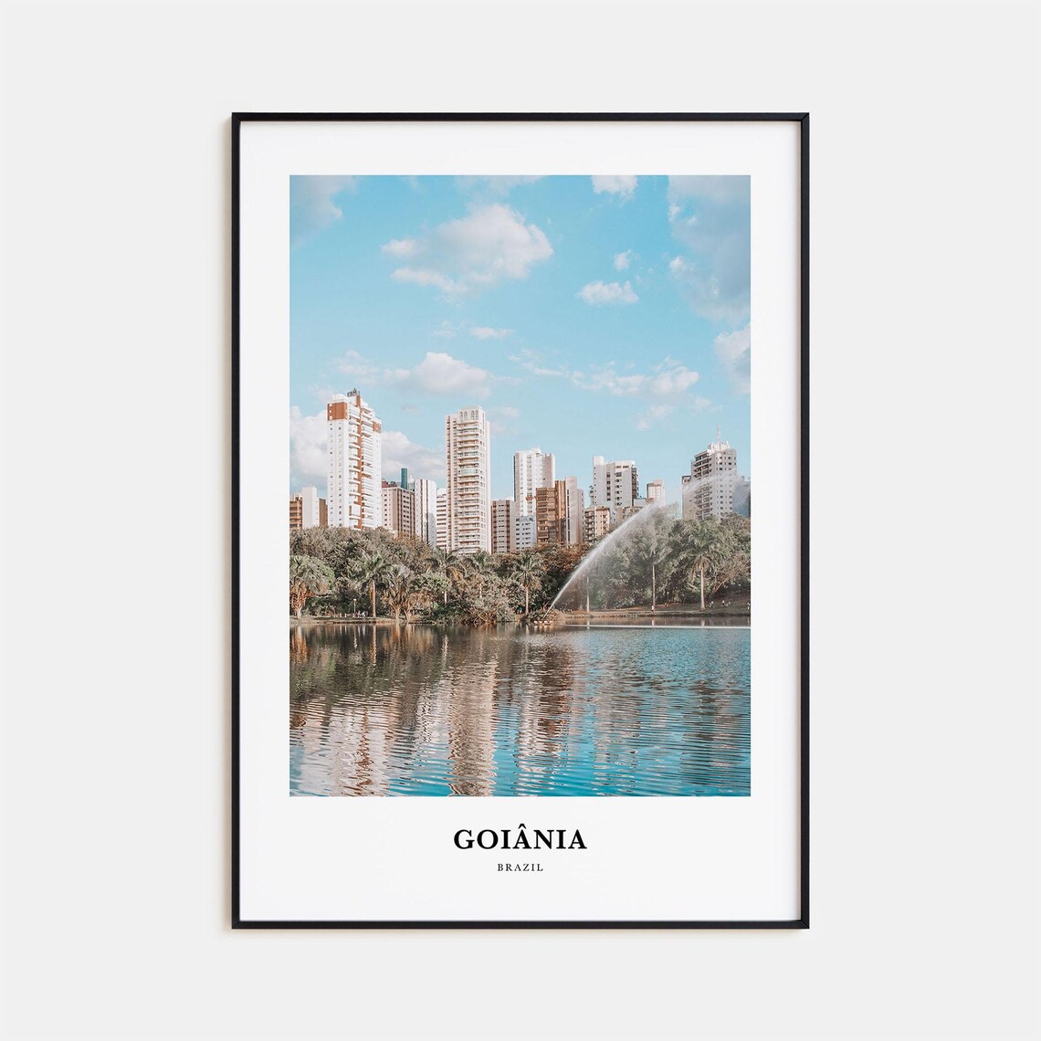 Goiania Brazil City Skyline Lake Fountain Reflection Photo Poster