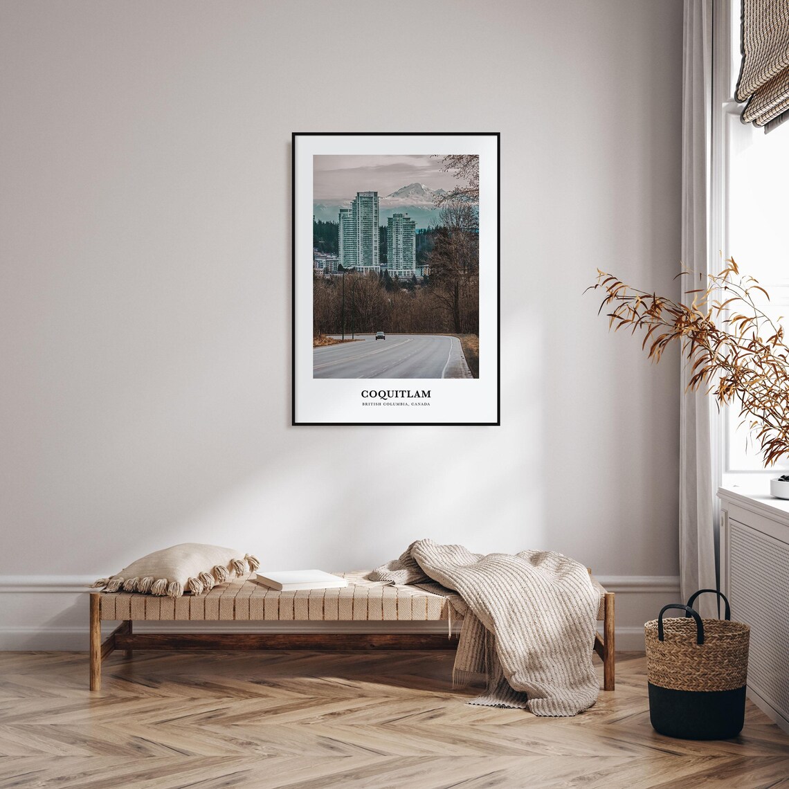 Coquitlam British Columbia Road View With Snow Peak Backdrop Poster - Image 3