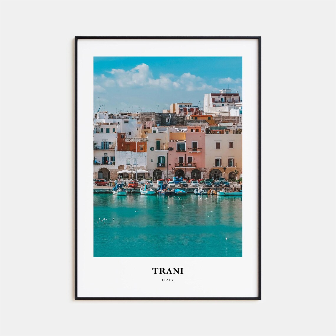 Trani Italy Colorful Harbor Fishing Boats Travel Photography Poster