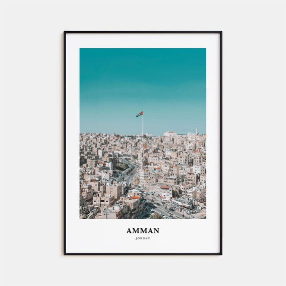Amman Travel Poster, Jordan Map Wall Art Print