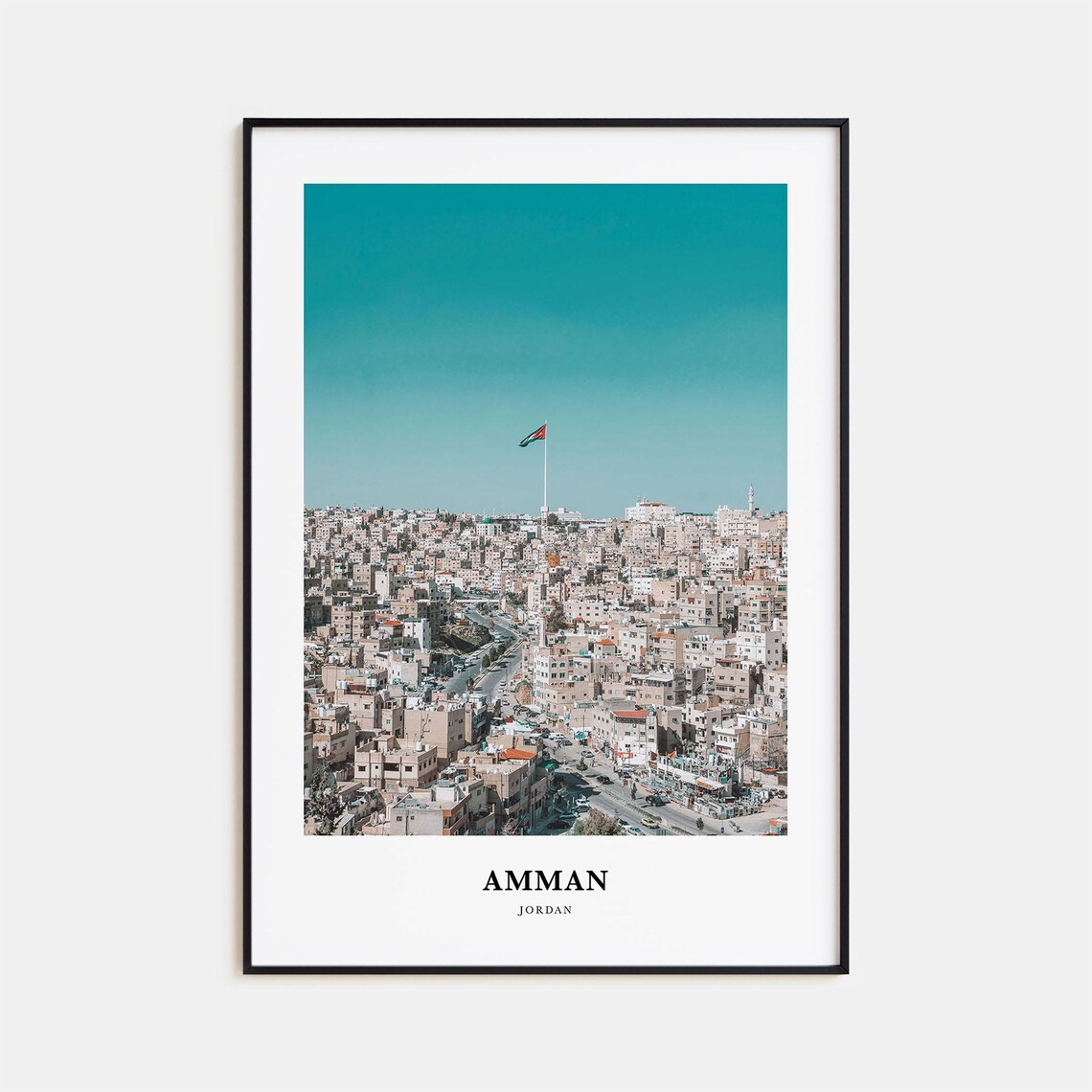 Amman Travel Poster, Jordan Map Wall Art Print
