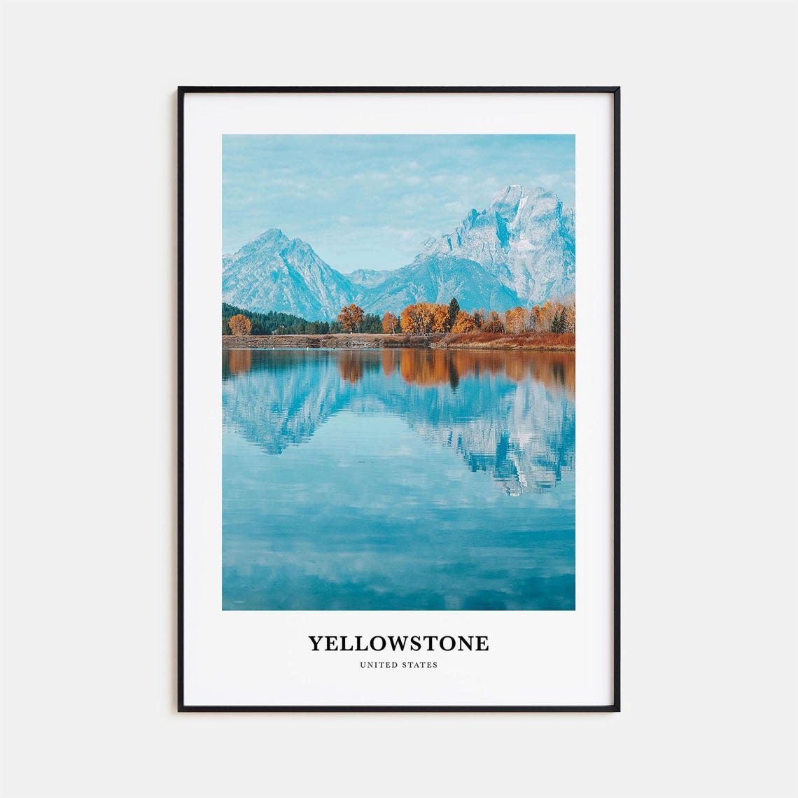 Yellowstone Lake Mountain Peak Reflection Scenic Landscape Poster
