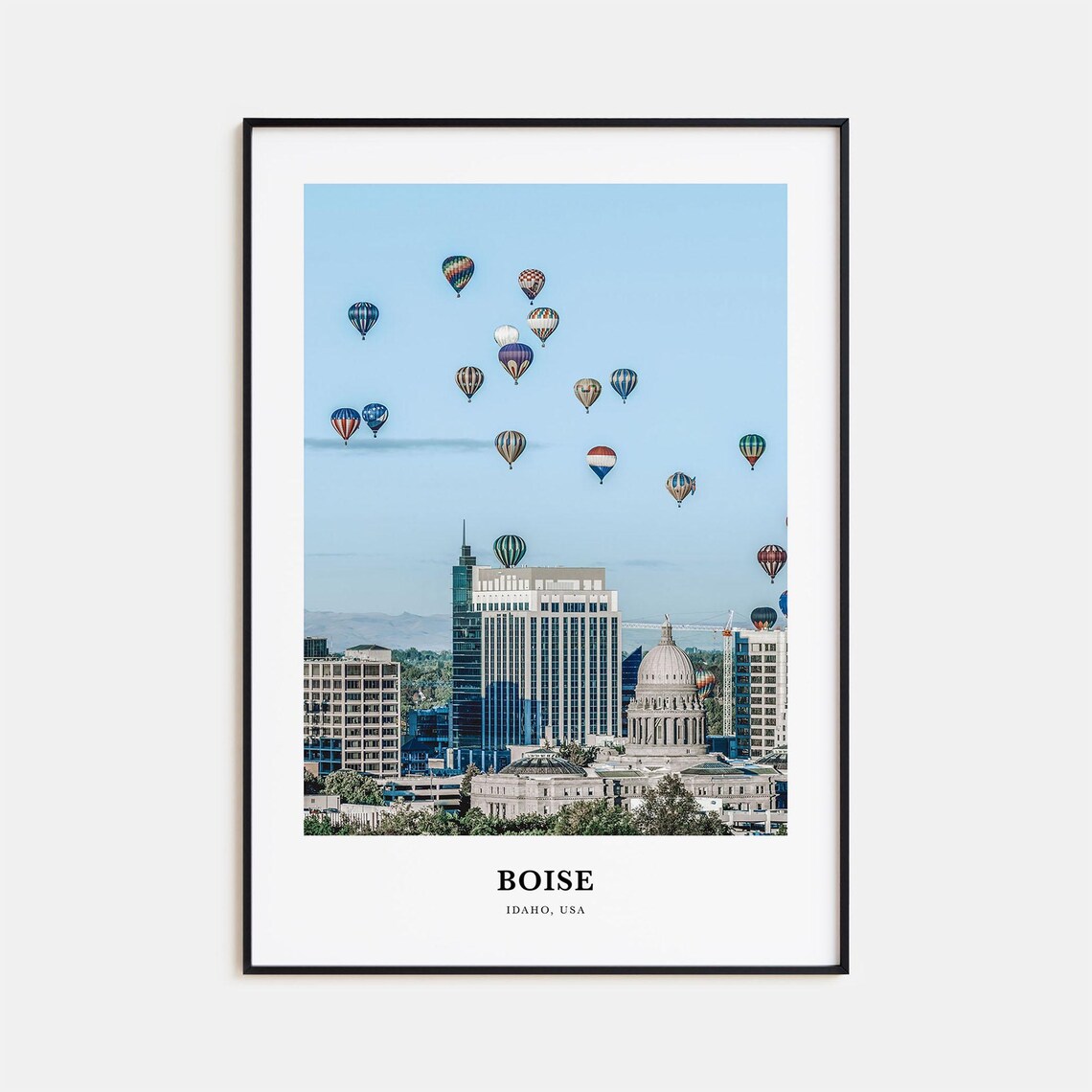 Boise Idaho Skyline Hot Air Balloons Capitol Dome Travel Poster