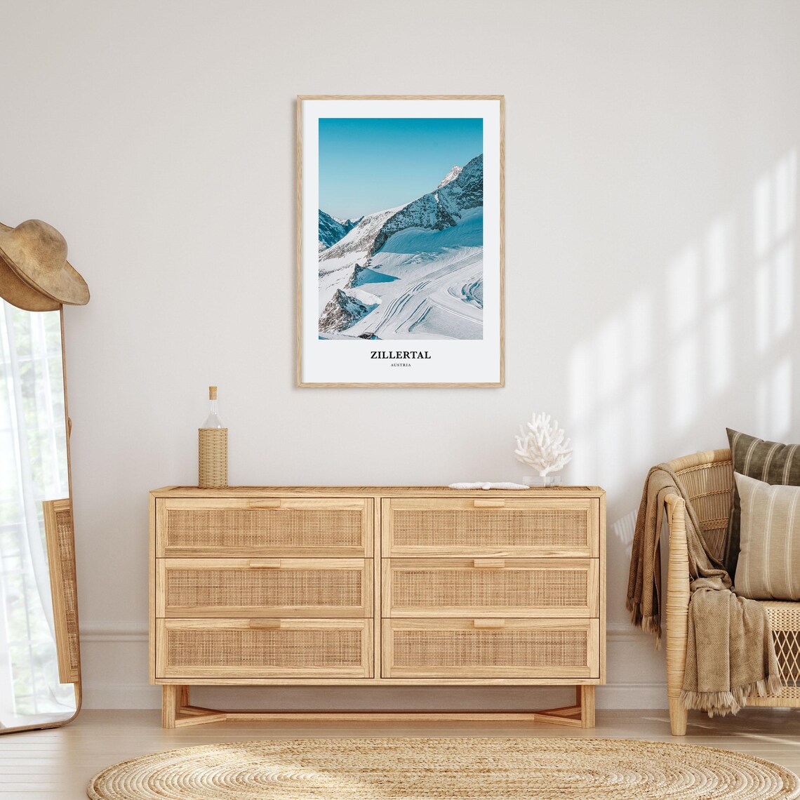 Zillertal Austria Snowy Ski Slopes Alpine Peak Travel Poster - Image 2