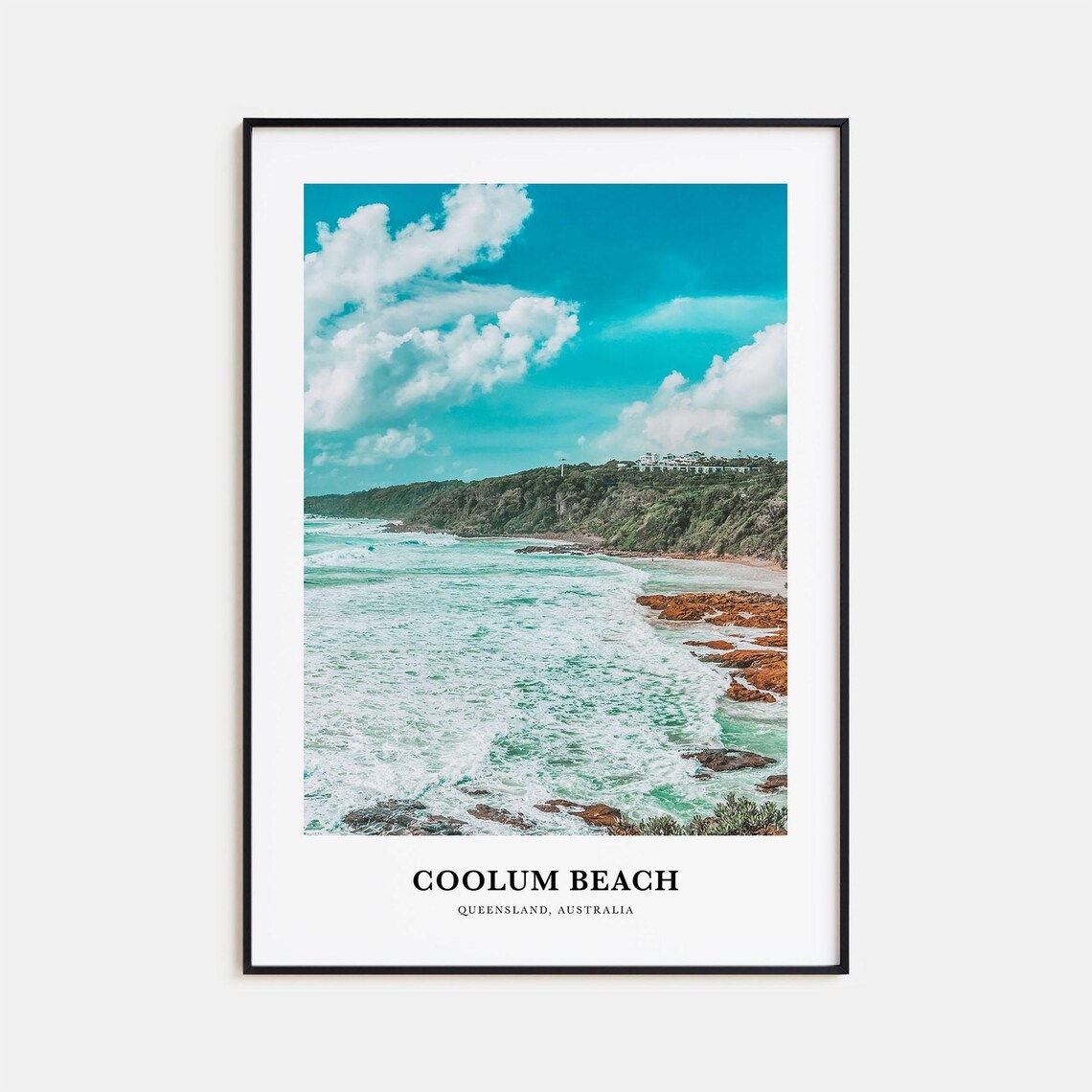 Turquoise Waves and Rocky Shores of Coolum Beach Australia Poster