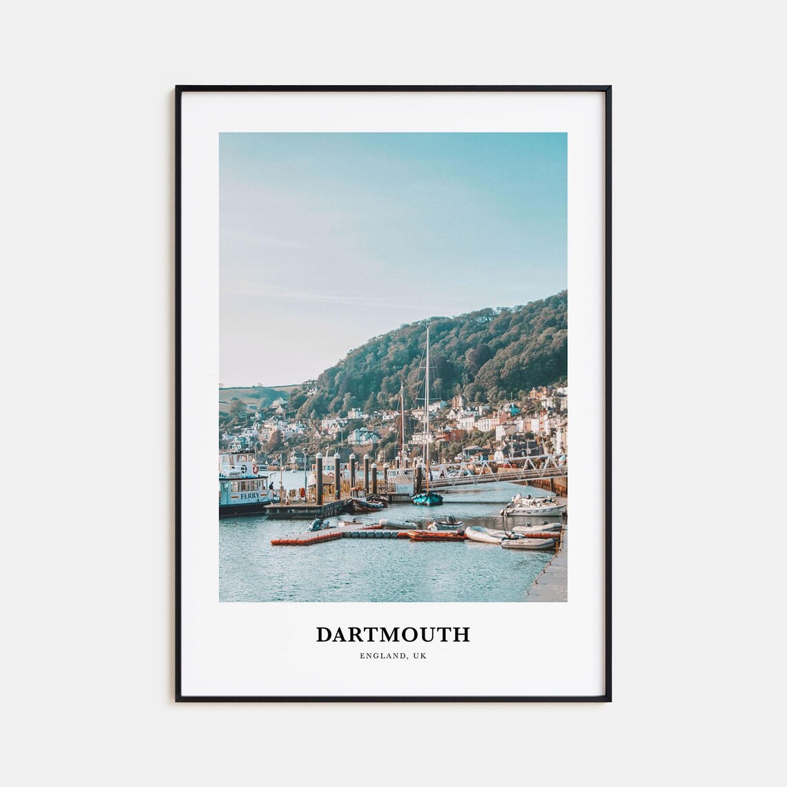 Dartmouth Travel Poster, England Map Wall Art