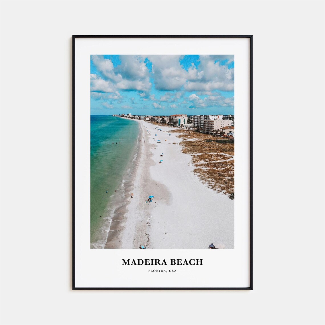Madeira Beach Travel Map Art Print, Florida USA