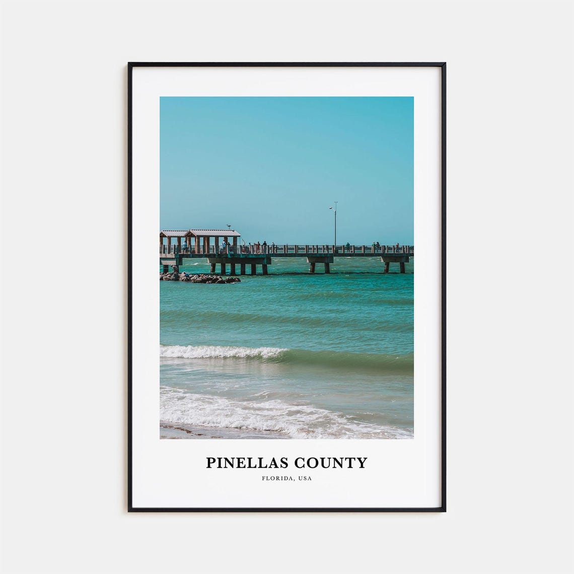 Pinellas County Florida Fishing Pier Turquoise Gulf Waves Poster