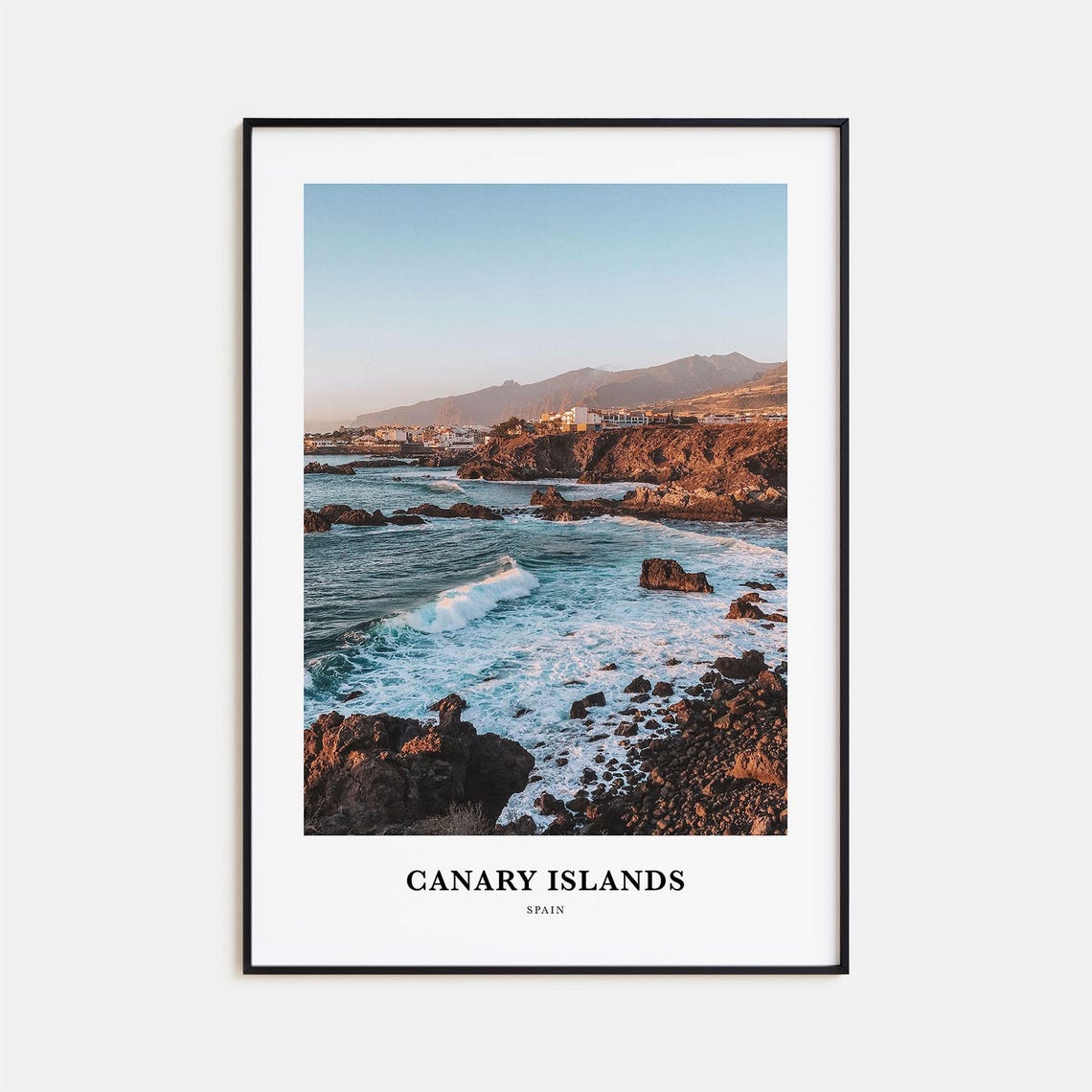 Canary Islands Volcanic Rocky Coastline At Sunset Wave Poster