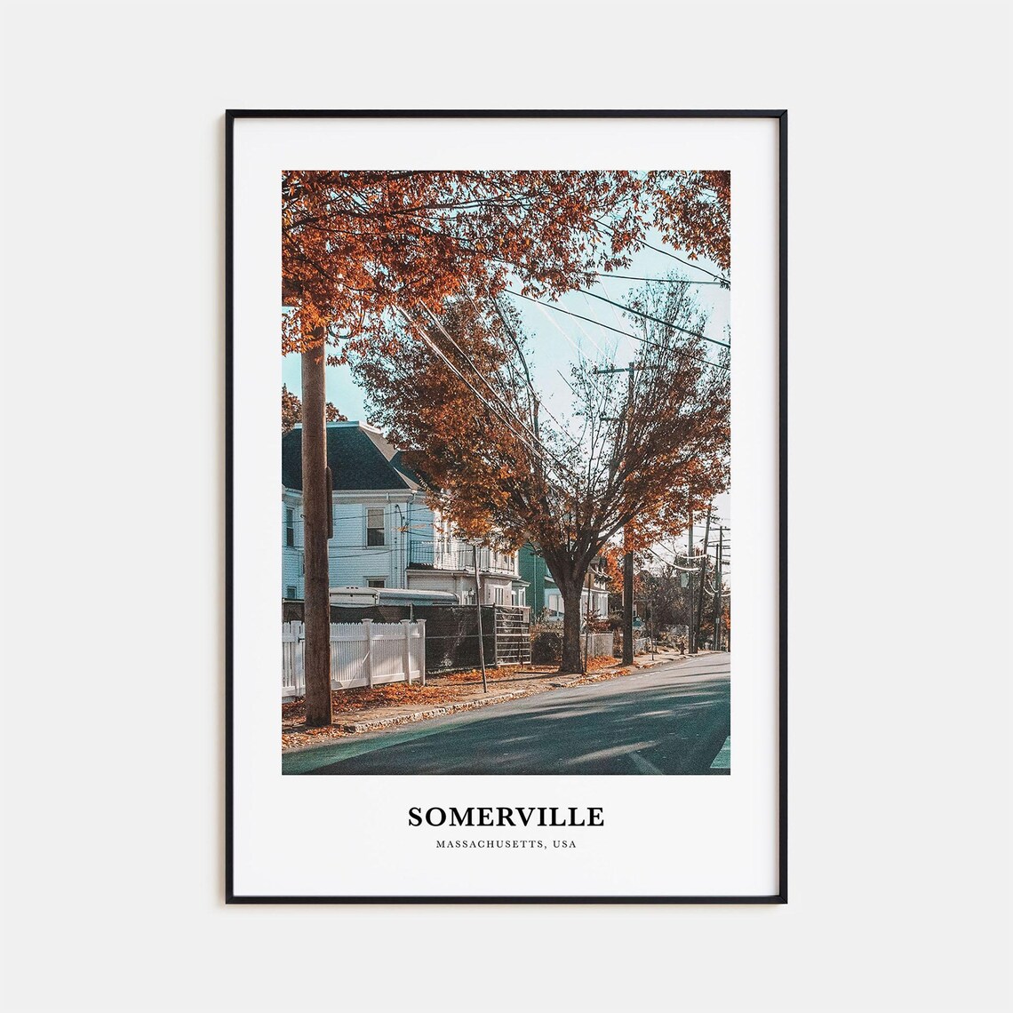 Somerville Massachusetts USA Autumn Street Scene Photo Poster