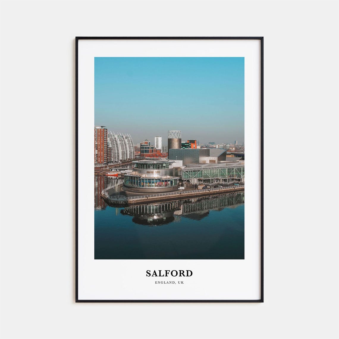 Salford England UK Modern Waterfront Buildings Reflection Poster