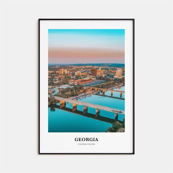 Georgia Travel Poster, United States Map Art