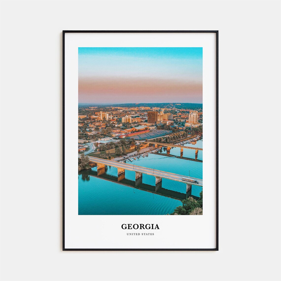 Georgia Travel Poster, United States Map Art