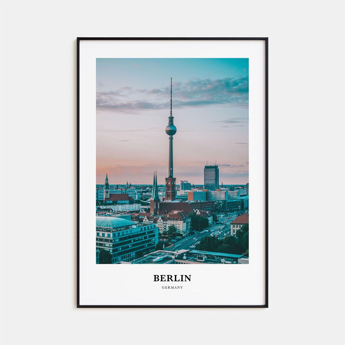 Berlin Germany TV Tower Sunset Skyline City Photography Poster