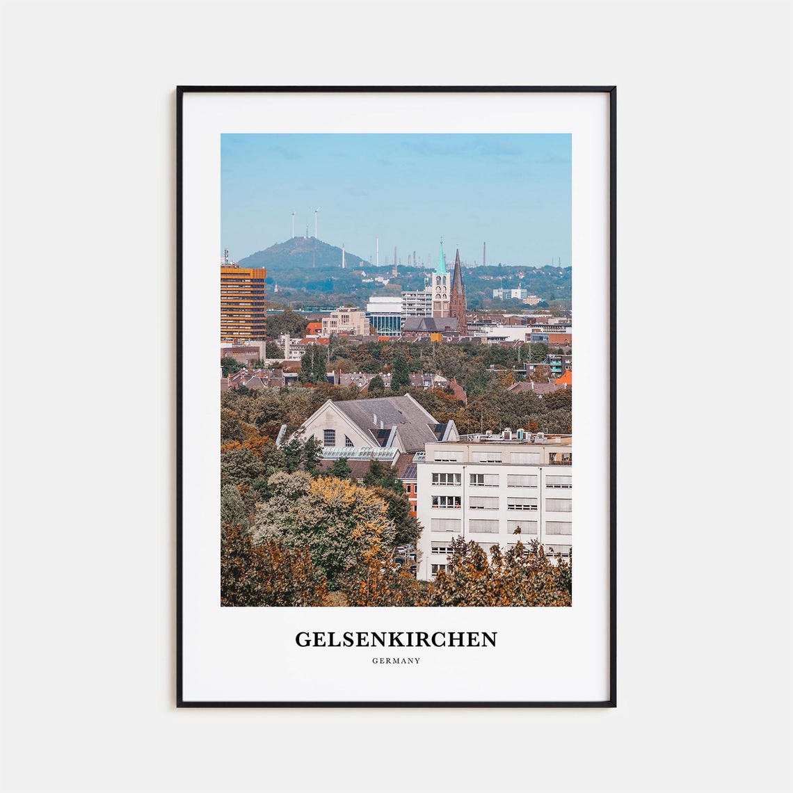 Gelsenkirchen Germany City Skyline Church Spires Travel Poster