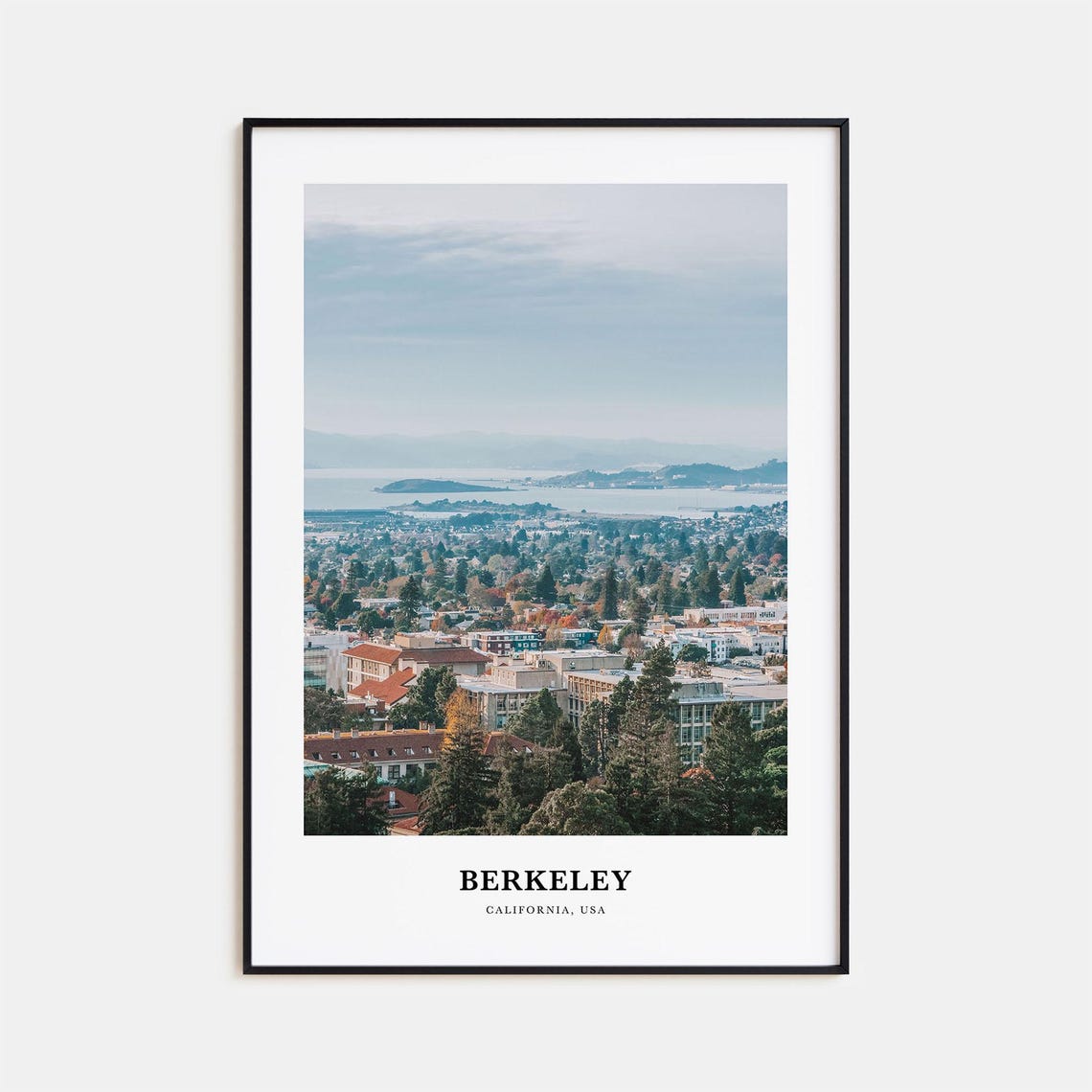 Berkeley California Bay View Hills Panorama Minimalist Travel Poster