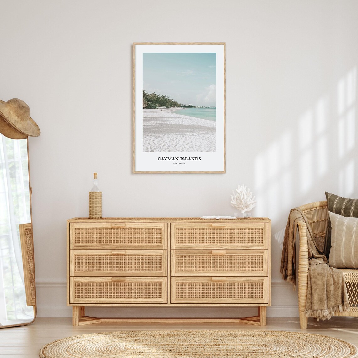 Cayman Islands Caribbean White Sand Beach Coastal Travel Art Poster - Image 2