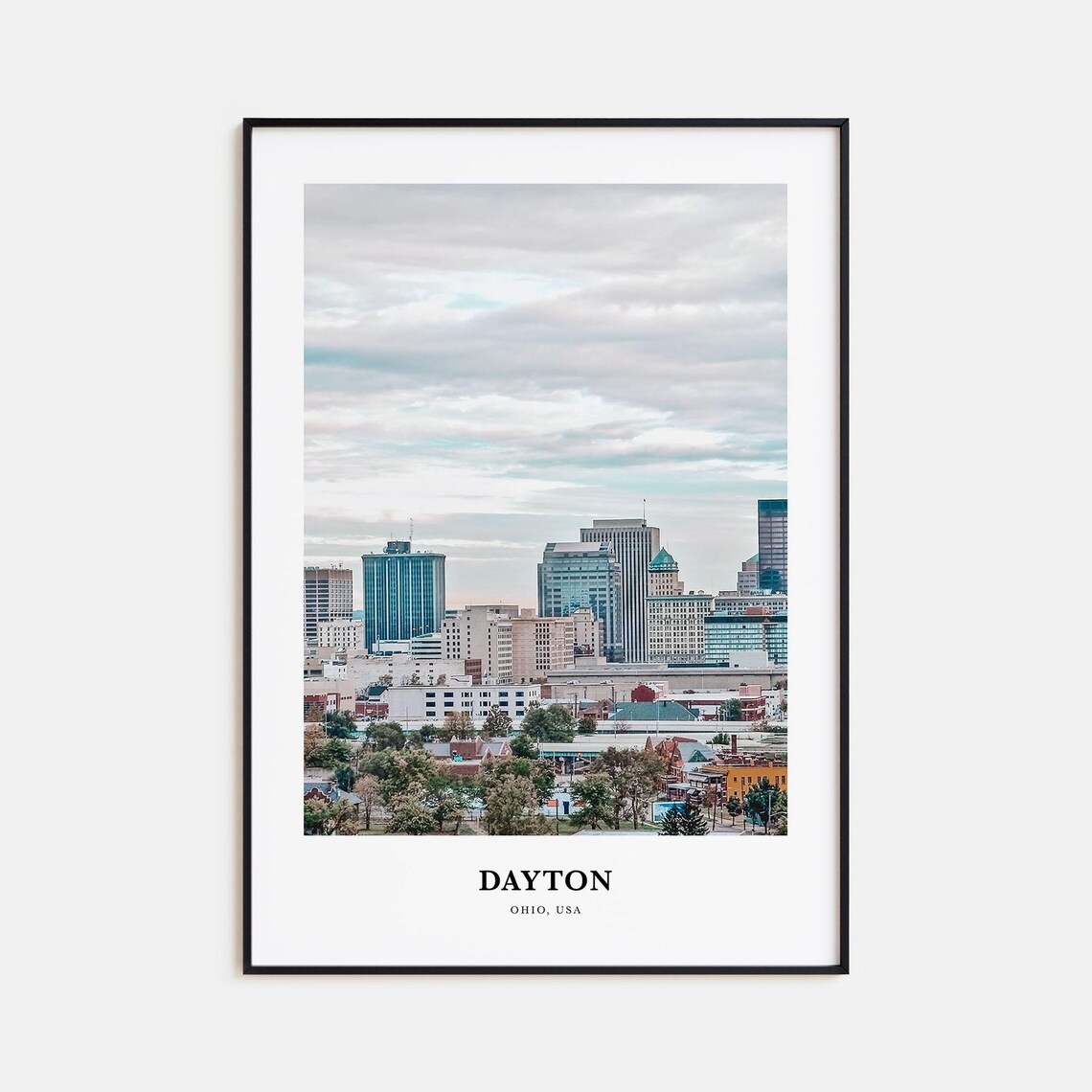 Dayton Ohio Downtown Skyline Photography Minimalist Travel Poster