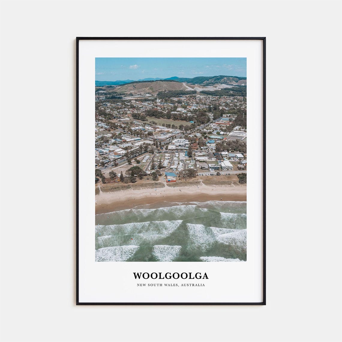 Woolgoolga Aerial Surf Beach Town New South Wales Coast Poster