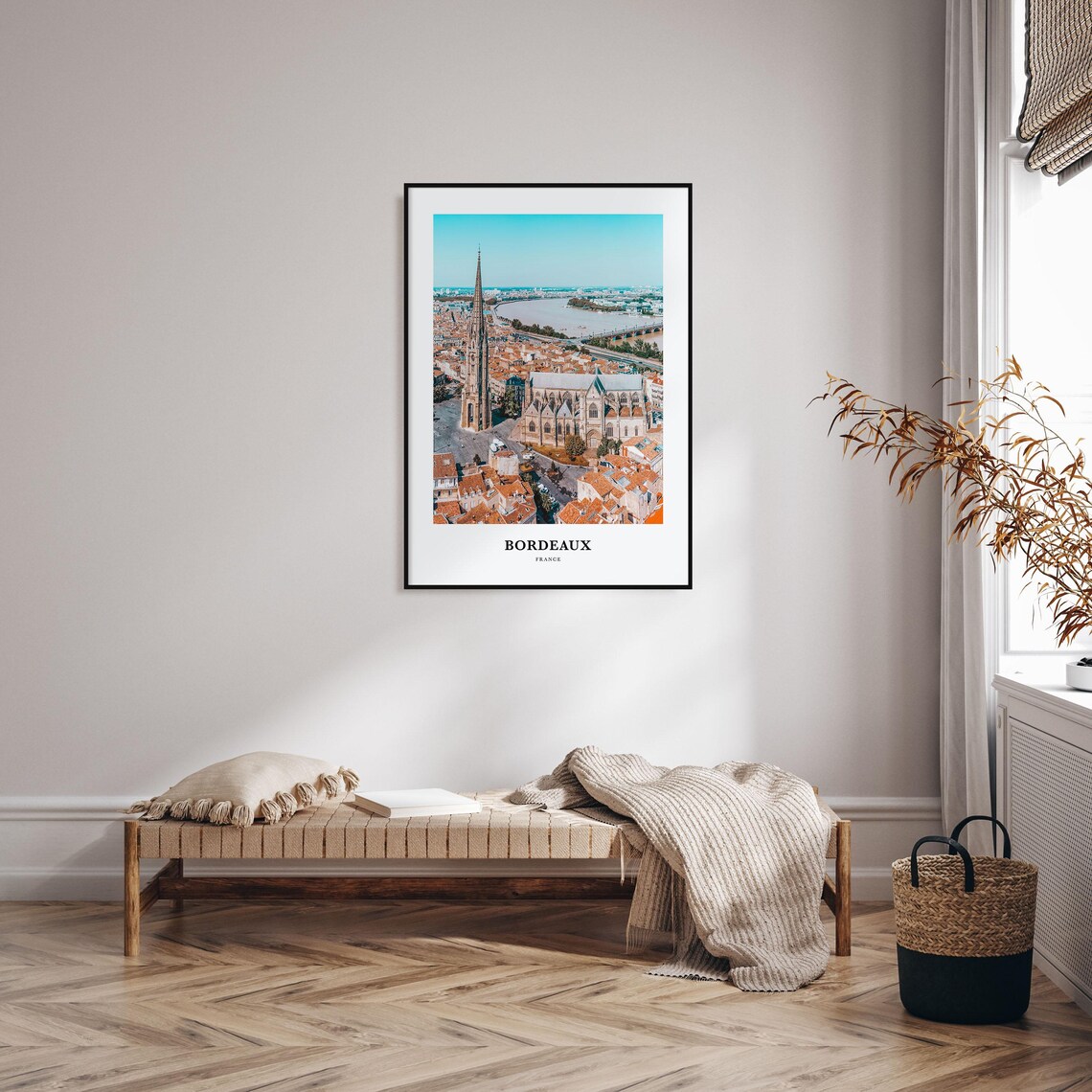 Bordeaux France Aerial Old Town Cathedral Spire Photo Poster - Image 3