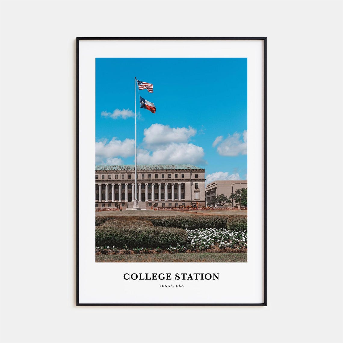 College Station Print College Station Photo Poster College Station Travel Wall Art College Station Map Photography Print Texas Usa