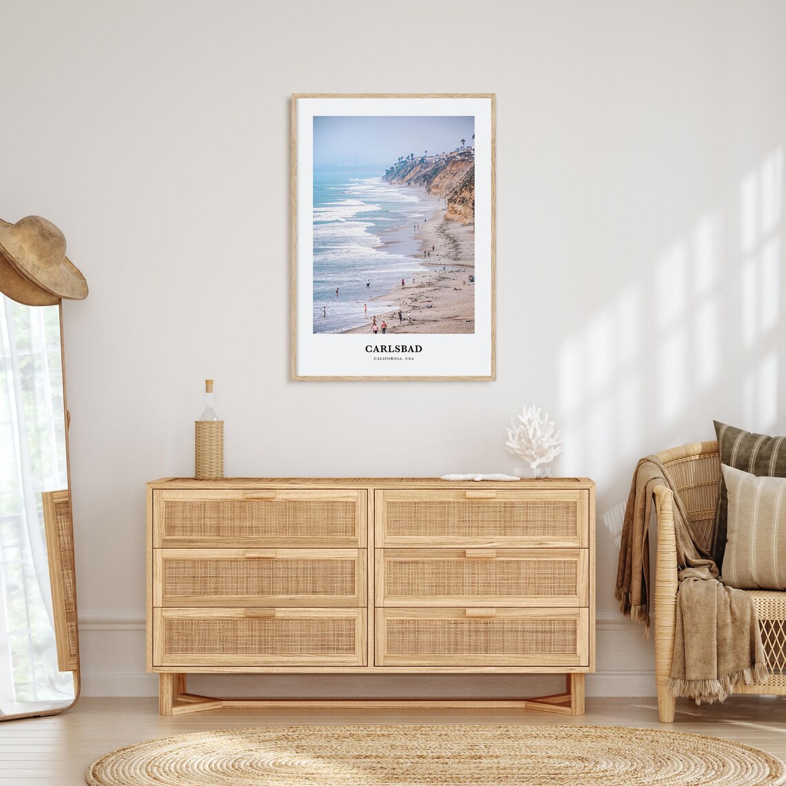 Carlsbad California Cliff Beach Ocean Waves Aerial Photo Poster - Image 2