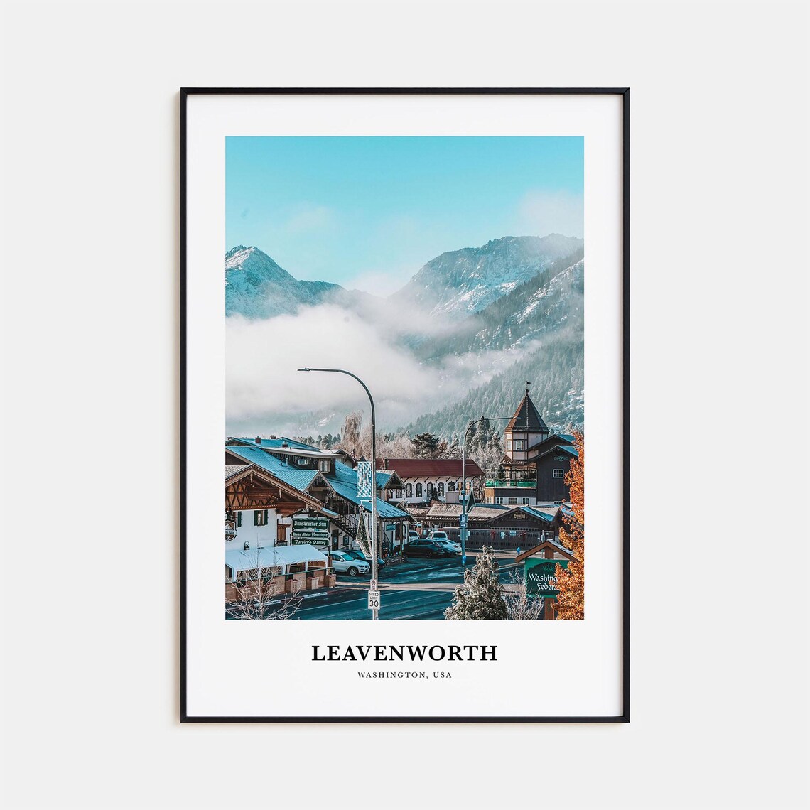 Leavenworth Travel Poster, Washington USA Map Print