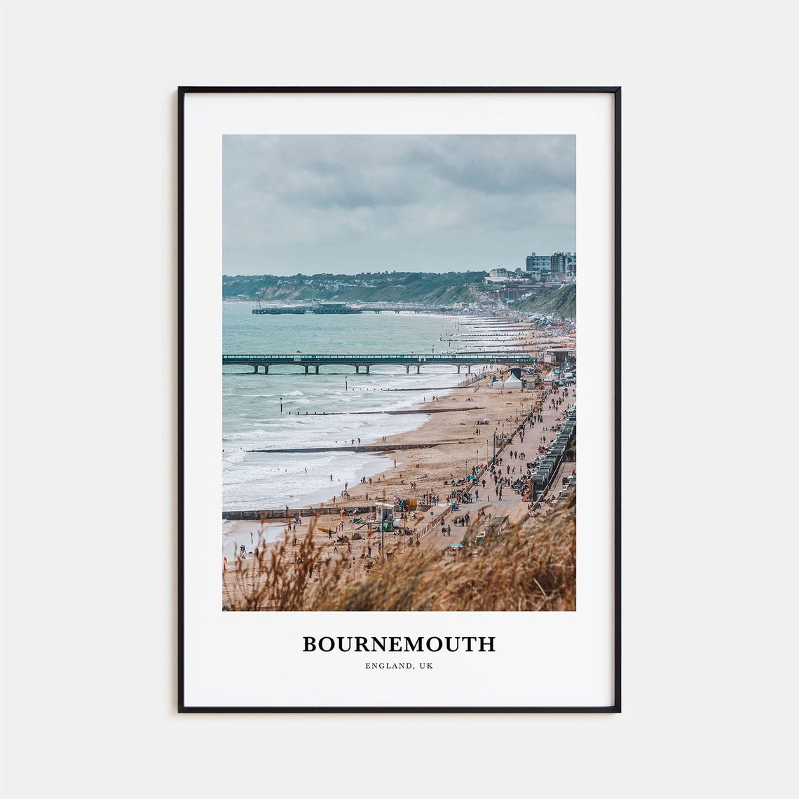 Bournemouth England Beach Pier Panoramic Coastline Photo Poster