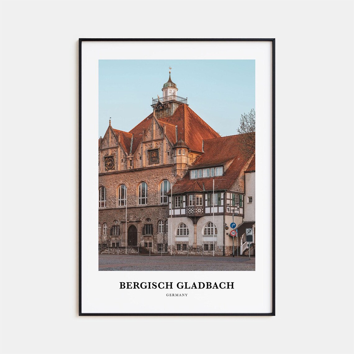 Bergisch Gladbach Germany Historic Town Hall Minimalist Travel Poster