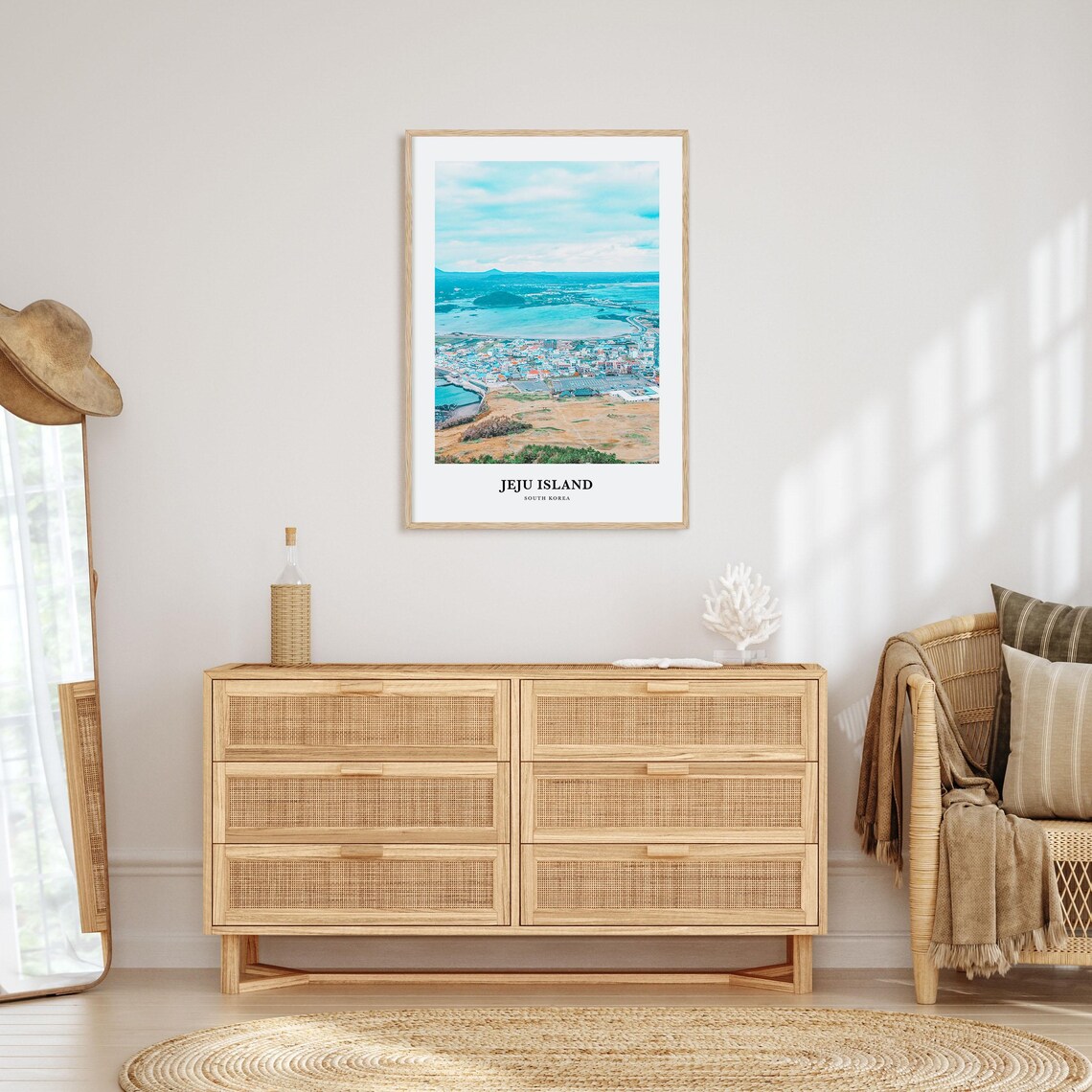 Jeju Island South Korea Aerial Coast And Harbor Town View Poster - Image 2
