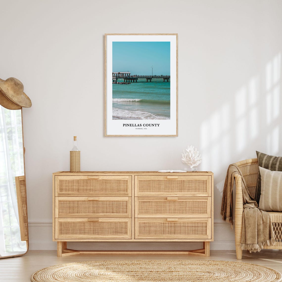 Pinellas County Florida Fishing Pier Turquoise Gulf Waves Poster - Image 2