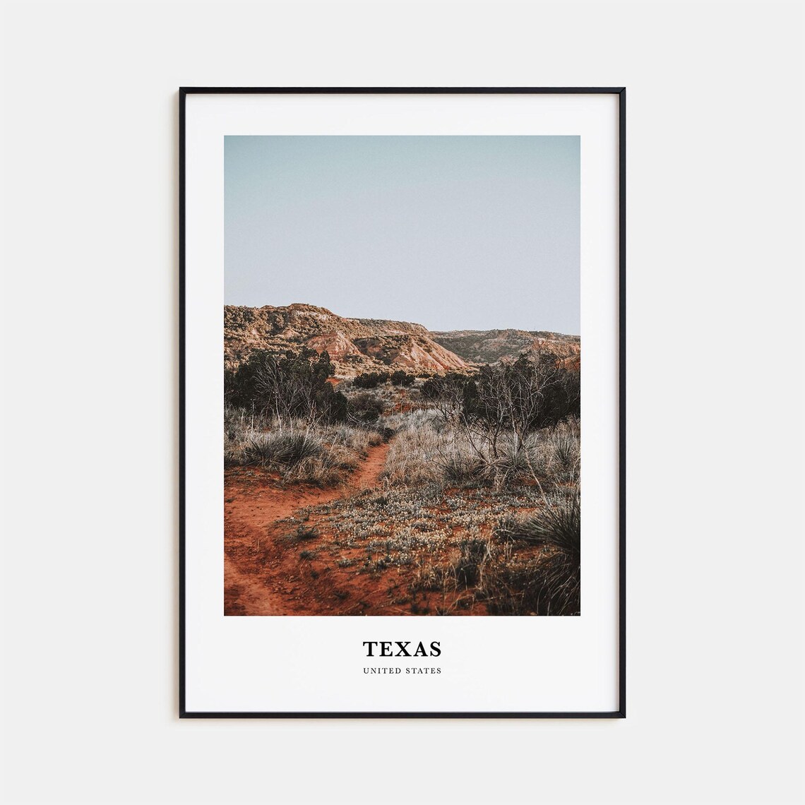 Texas Travel Wall Art Print, United States Map