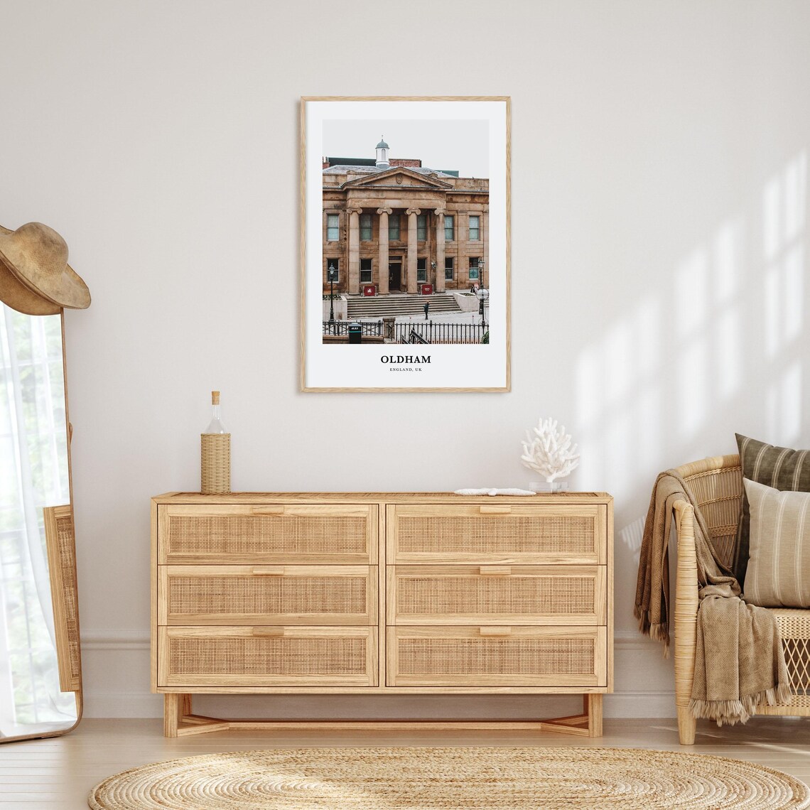 Oldham England UK Historic Columned Stone Building Photo Travel Poster - Image 2