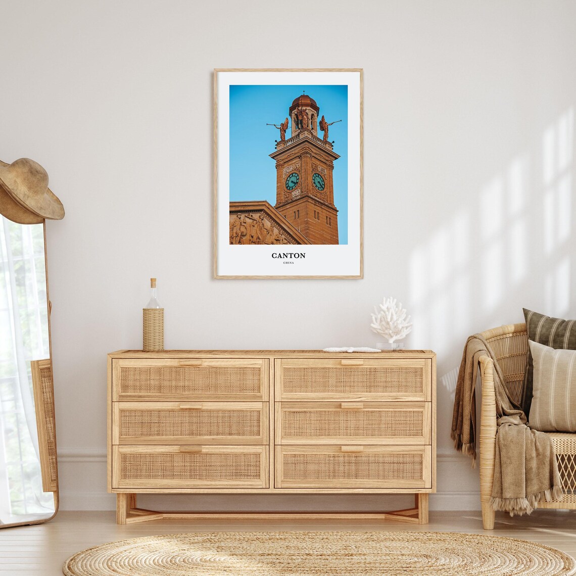 Canton China Historic Clock Tower Angel Statues Photo Poster - Image 2