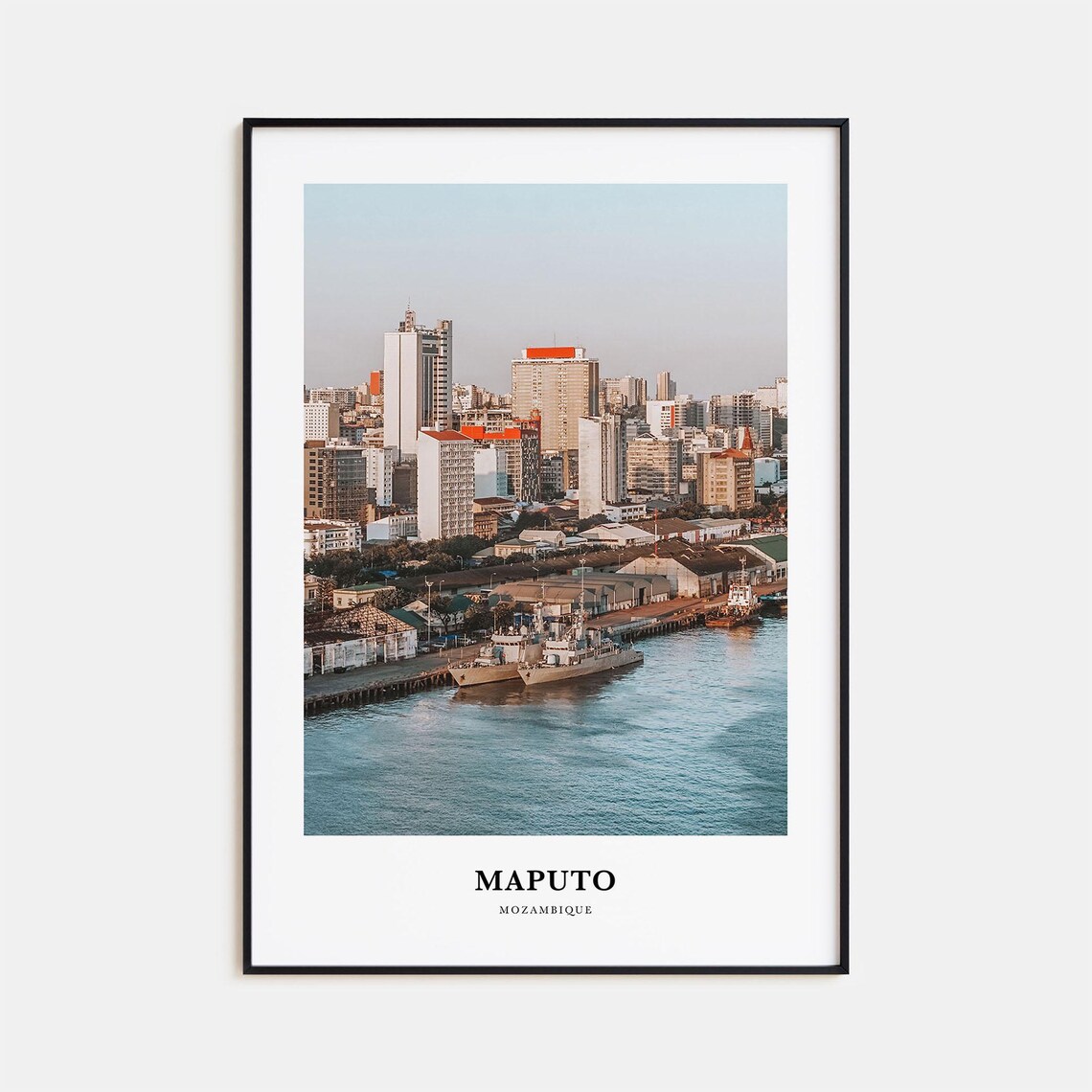 Maputo Mozambique Harbor Skyline City View East Africa Travel Poster
