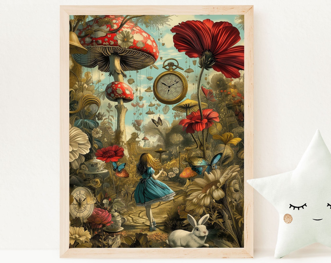 Alice in Wonderland Vintage Storybook Illustration Print