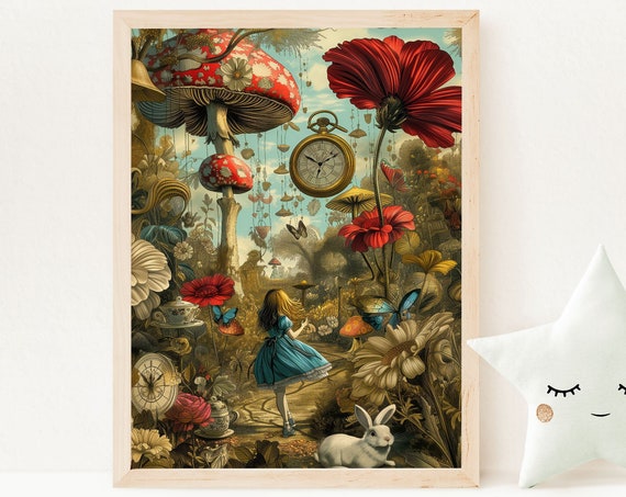 Alice in Wonderland Vintage Storybook Illustration Print
