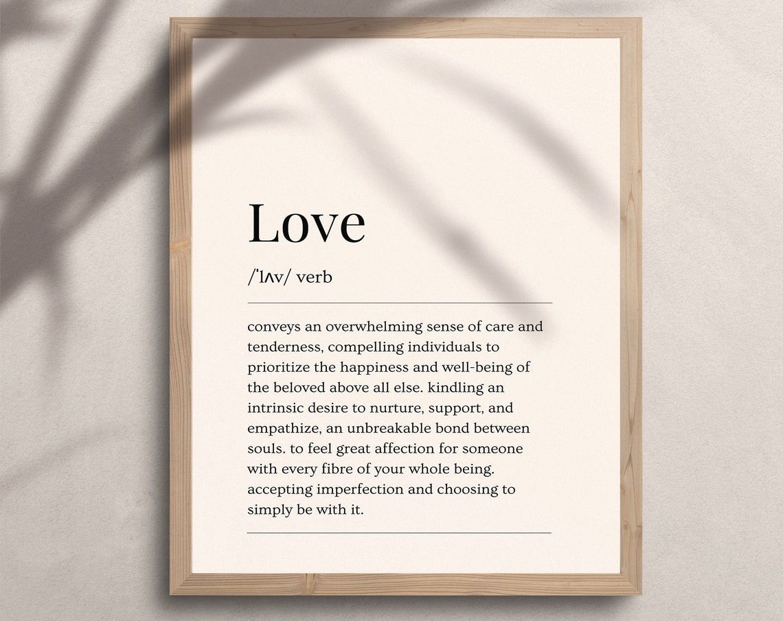 Love Dictionary Definition Cream Minimalist Typography Poster
