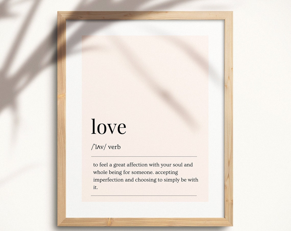 Love Dictionary Definition Minimalist Typography Wall Poster