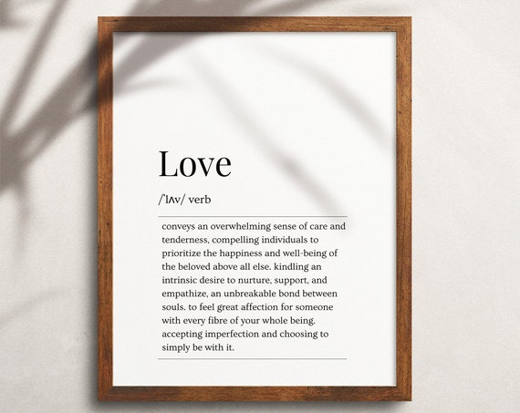 Love Dictionary Definition Definition Wall Art Print Gift For Her Instant Love Definition White Poster Print Lw003