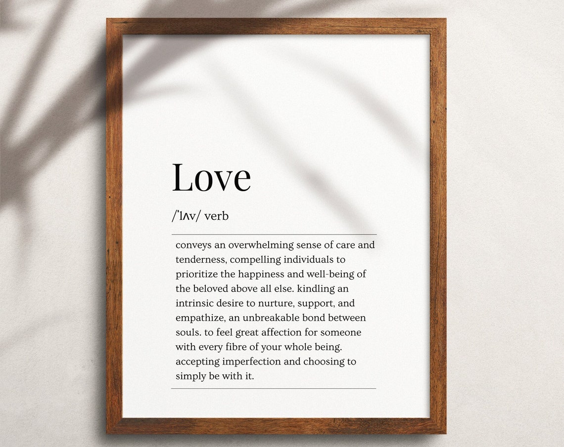 Love Dictionary Definition White Modern Minimalist Poster Gift