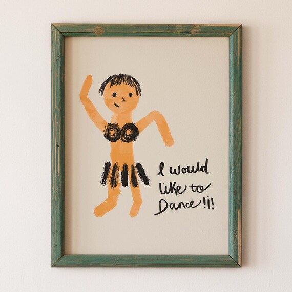 I Would Like to Dance Happy Dancing Figure Whimsical Hand Drawn Poster
