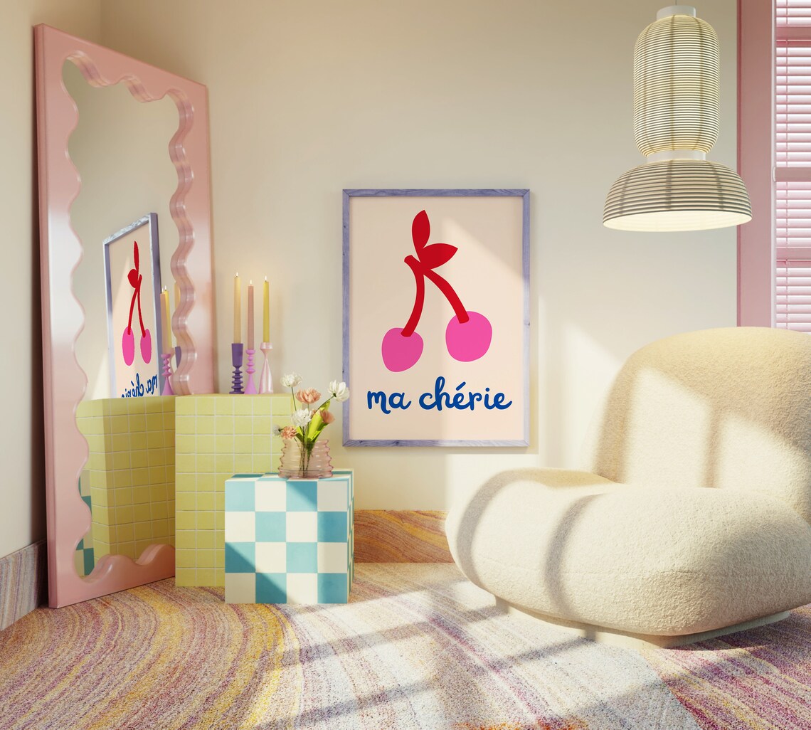 Ma Cherie Cherry Art Print, Coquette Wall Decor - Image 5