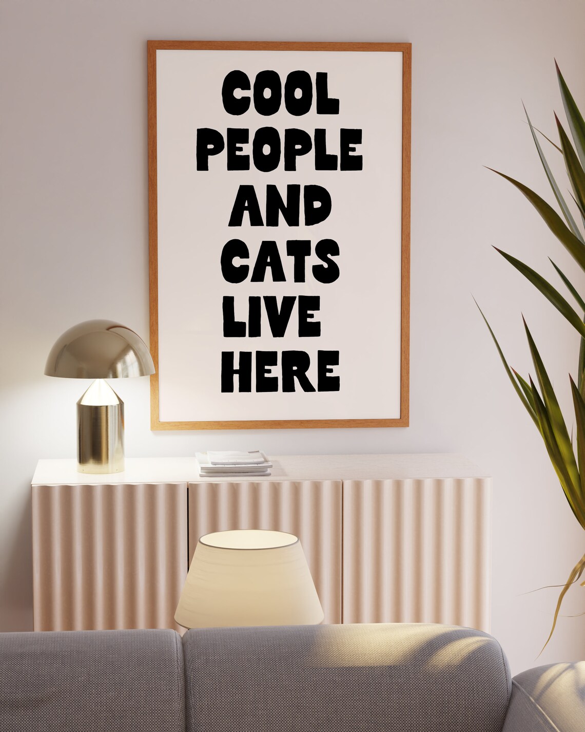 Cool People And Cats Live Here Typography Art Print