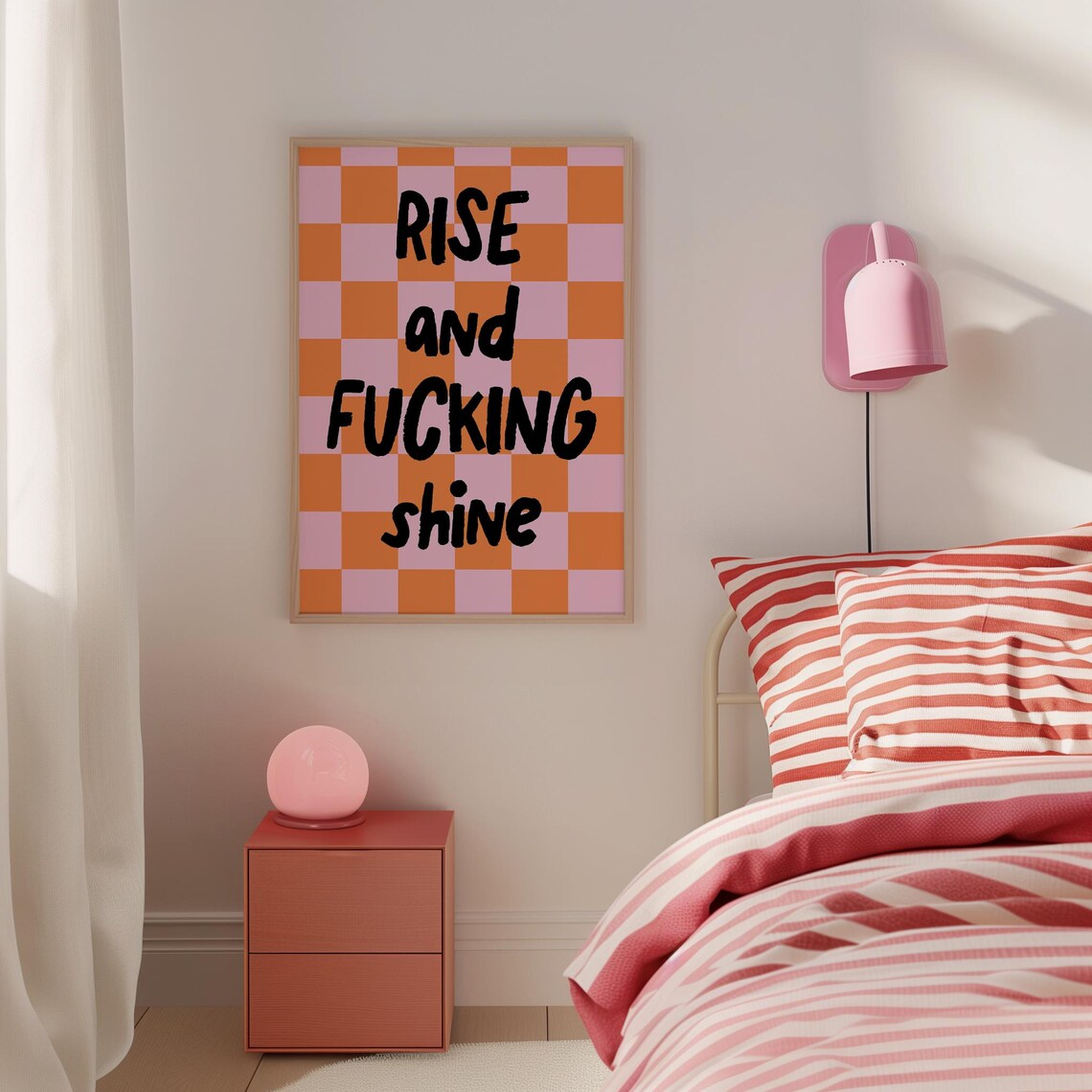 Rise And Fcking Shine Quote Art Print, Sassy Decor - Image 2